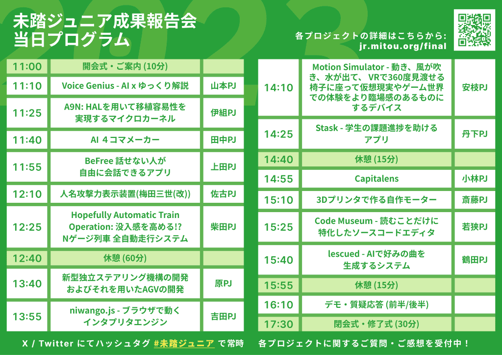 A Pamphlet for Mitou Junior Demo Day 2023